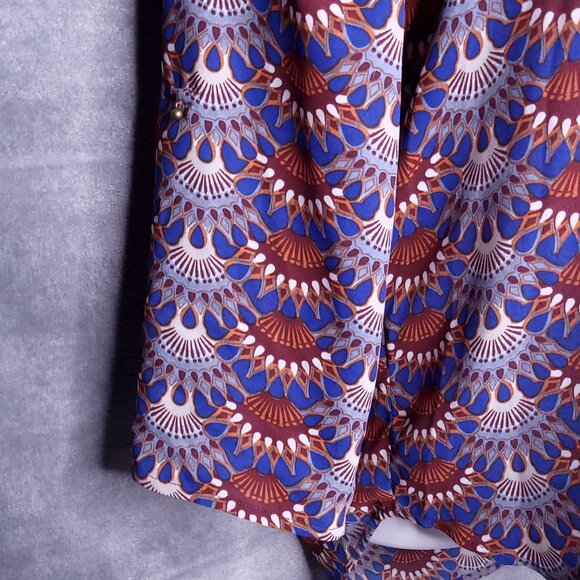 Daniel Rainn Womens Blouse Convertible Sleeve M Geometric Design Top Lightweight - Picture 5 of 9